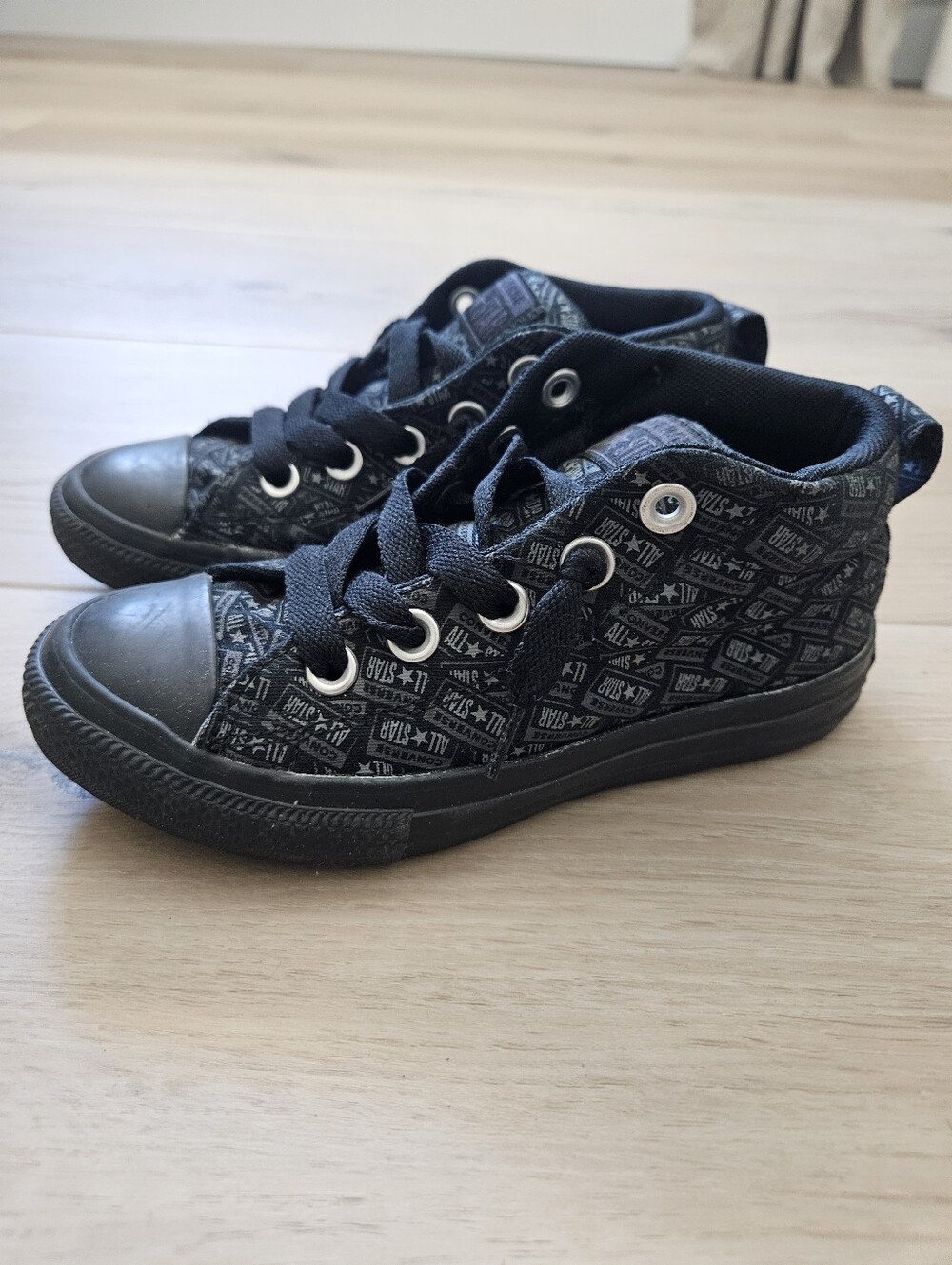 Converse Black High-Top Kids Sneakers with All-Star Logo Print